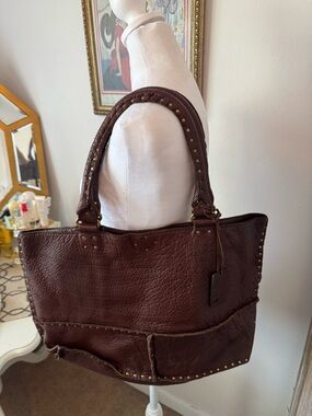 Chocolate Brown Genuine Leather Tote Bag